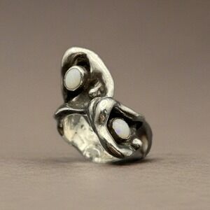 Sterling Silver Opal J Brunelle Brutalist‎ Ring Unisex Artisan Grunge Ring 925